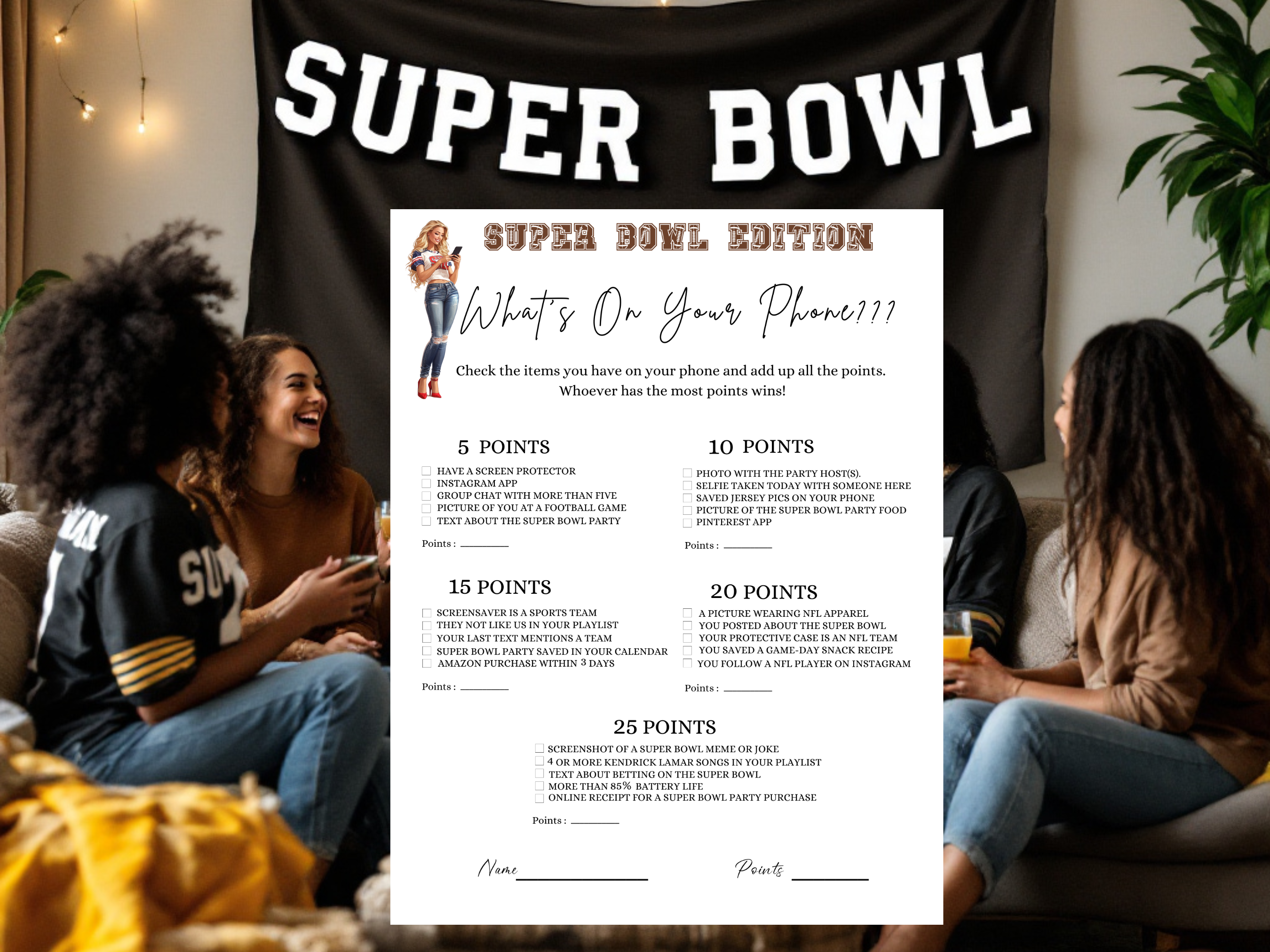 Super Bowl Whats On Your Phone Instant Download